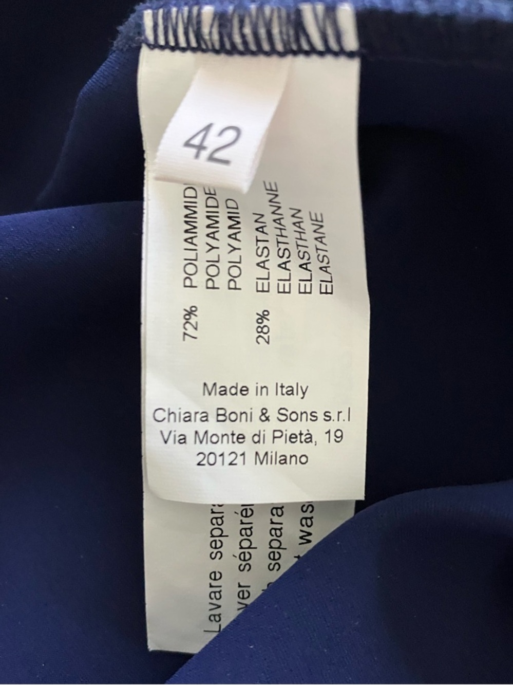 CHIARA BONI La Petite Robe Dress Navy Blue /Pink Bell Sleeve Italy 42 US 10 - Picture 8 of 8